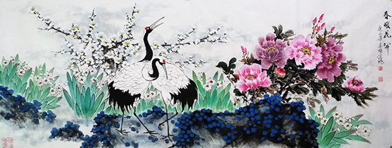 侯跃清作品5《春暖花开》180x70cm 2020年